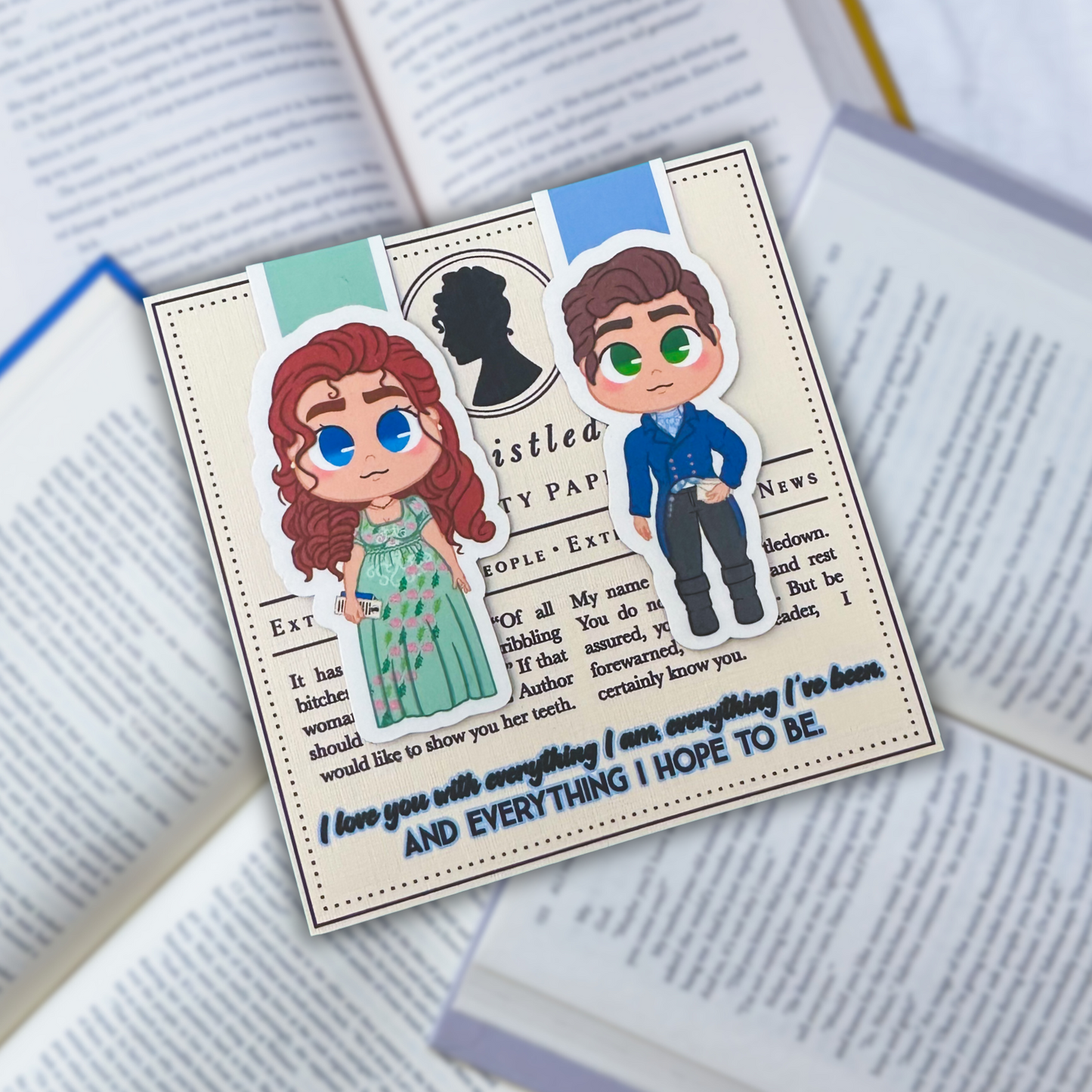 Magnetic bookmarks inspired by Bridgerton Season 3, showcasing the Bridgerton family with romantic, Regency-style motifs.