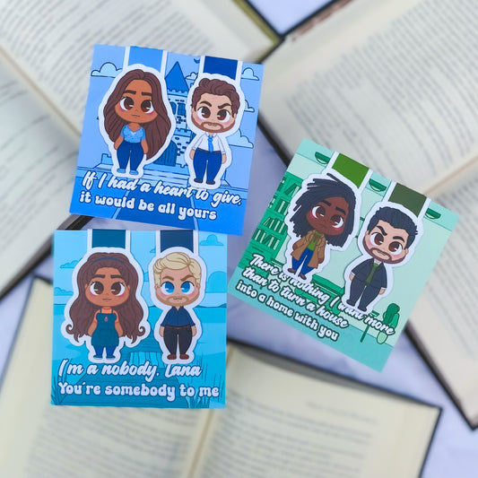 Magnetic bookmarks inspired by Lauren Asher’s Dreamland Billionaires series, with chibi designs of lavish details and glamorous characters.