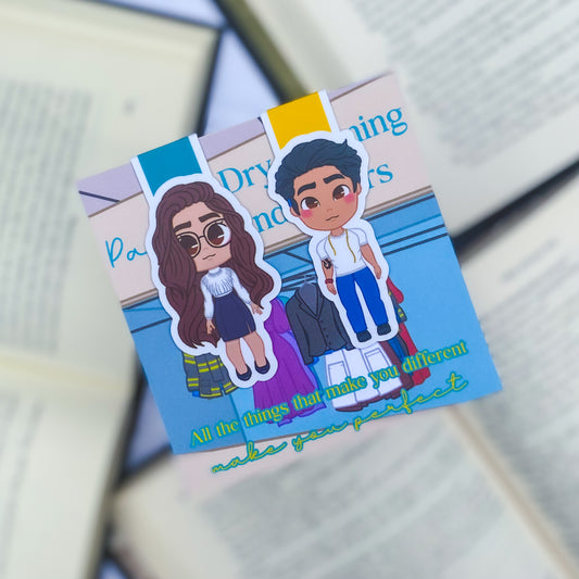 Magnetic bookmarks inspired by Helen Hoang’s The Kiss Quotient, showcasing lovable characters and sweet romantic designs.